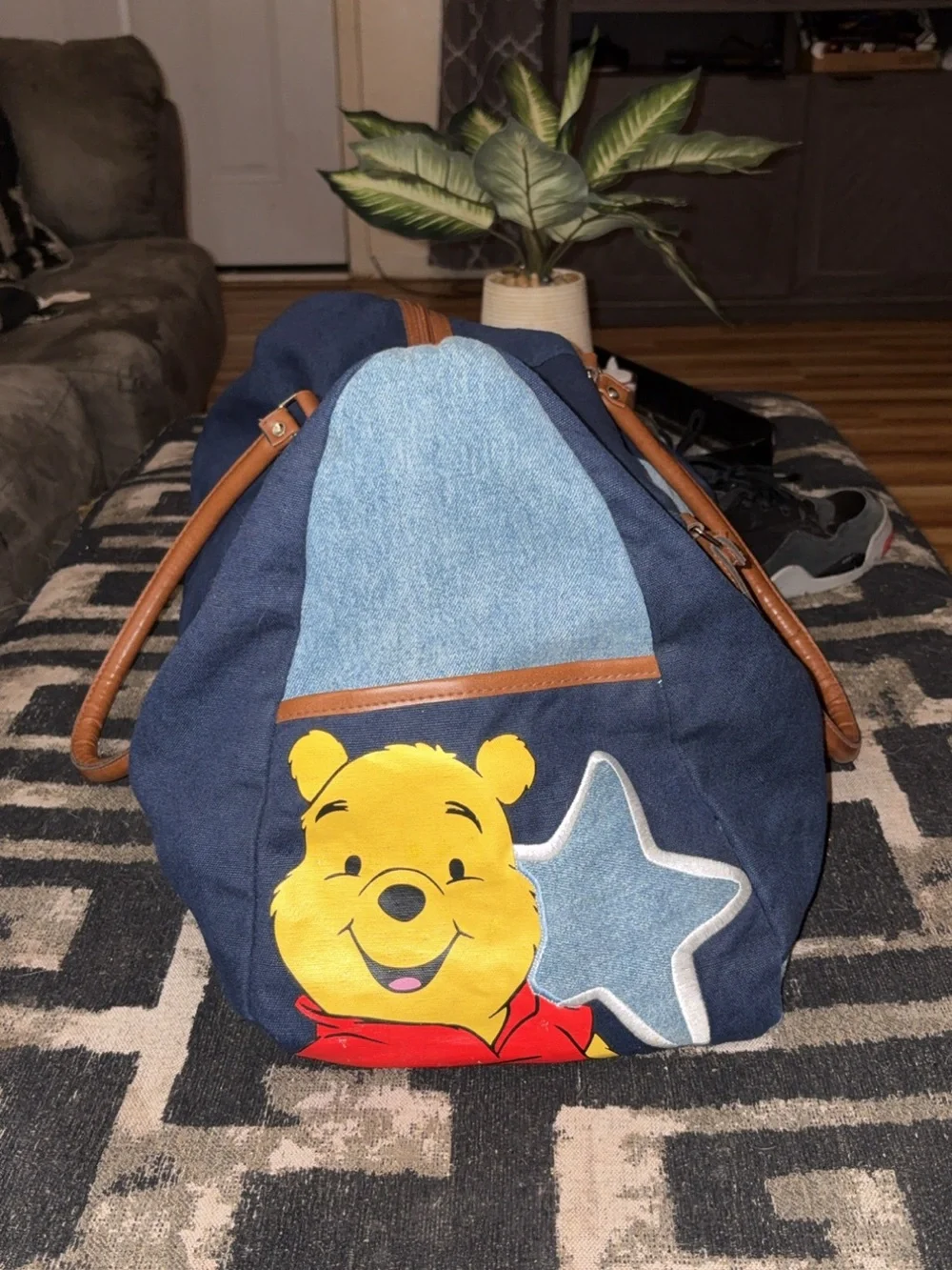 Disney Navy Sling Bag with Winnie the Pooh Print and Red Accent